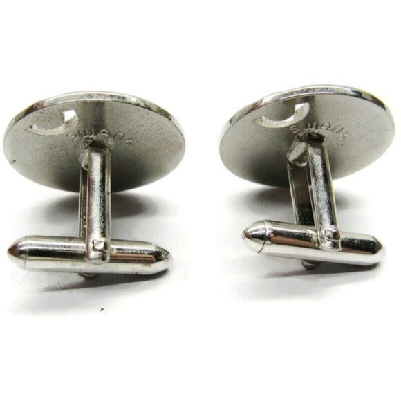 Swank Cufflinks Round Silver Tone Tux Shirt Dress Suit Vintage - Picture 8 of 8